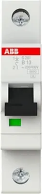 Image de Disjoncteur ABB, 6 kA, B, 13 A/1 pôle, 1 TE, 1 pièce.