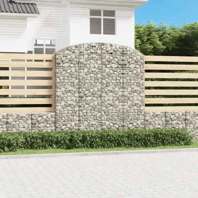 Produktbild von The Living Store Gabione mit Hochbogen 200x50x200/220 cm Verzinktes Eisen