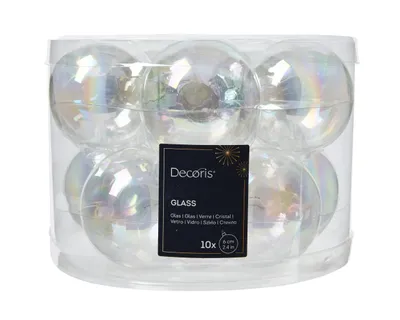 Produktbild von Weihnachtskugeln Glas 6cm x 10 Stück - Klar irisierend