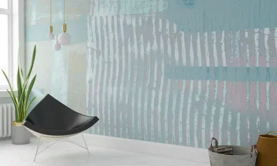 Produktbild von Digitaldruck Vlies Fototapete - Lines Mellow grey-bleu - Größe 500 x 280 cm