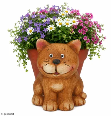 Produktbild von Übertopf Chrissi Katze Blumen Pflanzen Magnesiumoxid innen Ø16cm Garten