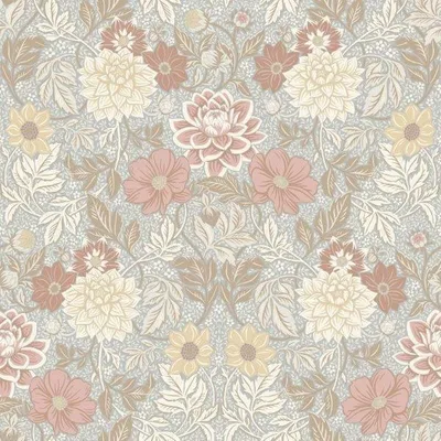 Zdjęcie produktu dla Borastapeter Tapeta vintage kwiaty w stylu secesyjnym szaro-niebieskim - 660402 - 53 cm x 10.05 m