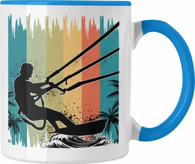 Produktbild von Trendation - Kitesurfing Tasse Geschenk für Kitesurfer Geschenkidee (Blau)