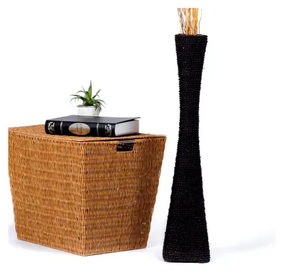 Produktbild von Bodenvase für Dekozweige hohe Standvase Design Holzvase, Wasserhyazinthe, 70 cm, Schwarz