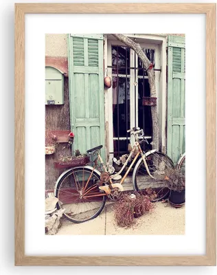 Produktbild von Gerahmtes Poster - Rahmen in heller Eiche - Fahrräder Vintage Mietshaus - 30x40 cm - Wand Bild - Wanddeko - Wandbilder - Kunstposter - Wandposter - Bilderrahmen - Bilder - Kunstdruck - P2NPA30x40-4588