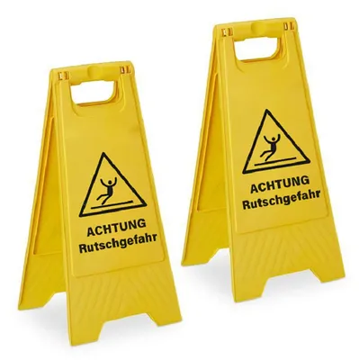 Image de Panneau d'avertissement sol mouillé, lot de 2, modèle pliable