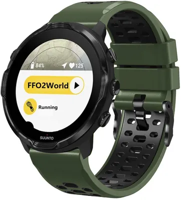 Produktbild von FFO2World 24-mm zweifarbiges Silikonarmband für Suunto 7, 9, 9 Peak Pro, Spartan Sport HR, D5, atmungsaktiv und komfortabel, Grün/Schwarz