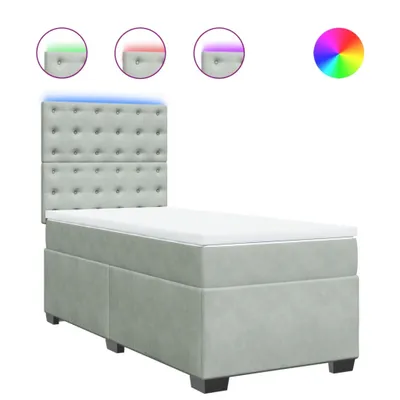 Produktbild von Boxspringbett mit Matratze Hellgrau 90x190 cm Samt