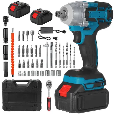 Obrázek produktu pro Elektrický rázový šroubovák – bezdrátový, 1200 Nm – bezuhlíkový motor – připojení 1,27 cm – 2 baterie – 18 V