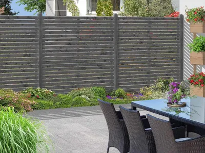 Produktbild von WOODTEX Grau 180x180 cm Rhombuszaun Sichtschutz Gartenzaun, Kiefer Holz KDI Bausatz, Langlebig Wetterfest, Einfacher DIY Aufbau, Garten Dekoration