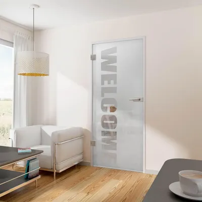 Produktbild von inova Glastür 834 x 1972 mm, Welcome-Motiv, ESG, Beschlag DB04