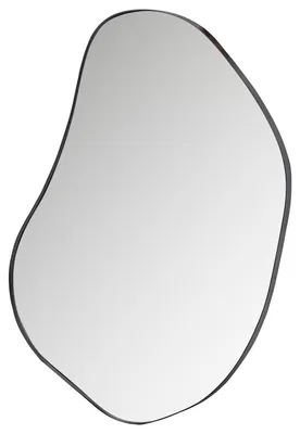 Produktbild von Woood Romee Spiegel Schwarz - Organisch Geformter Spiegel Mit Mattschwarzer Metallrahmen 100X70x4 Cm