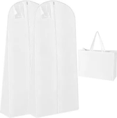Productafbeelding van Kledingzakken lang 180 cm - Set van 2 - Kledingzak bruidsjurk - Waterdicht - Stofdicht - Avondjurken en mantels