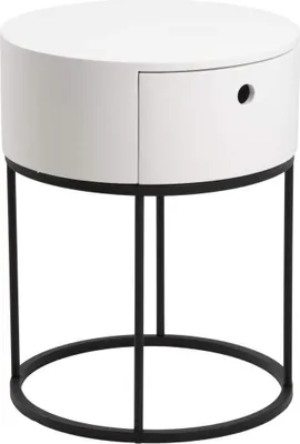 Image de Polo table de nuit Ø40cm 1 tiroir blanc.