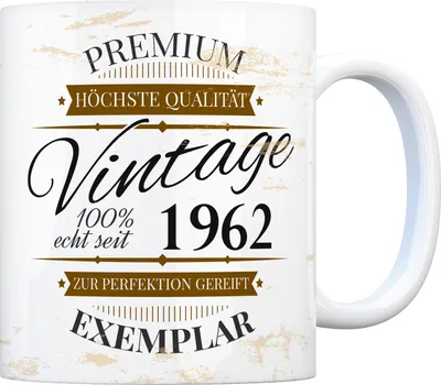 Produktbild von Vintage Tasse 100% echt seit 1962 Kaffeebecher [ber_jahrgeb]. Geburtstag