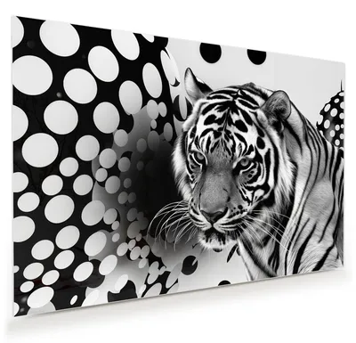 Produktbild von Glasbild 45x30cm in XXL für Wohnzimmer, Schlafzimmer Motiv Tigerpunkte