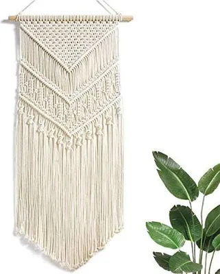 Produktbild von Makramee Woven Wandbehang, Boho Wanddeko Wandteppich Chic Böhmische Tapisserie Gewebte für Haus Home Decor41cm (W) x 84cm (L)