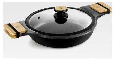 Produktbild von Niedriger Kochtopf 24 cm, Aluminiumguss mit Antihaftbeschichtung, PFOA-frei, für alle Herdarten geeignet