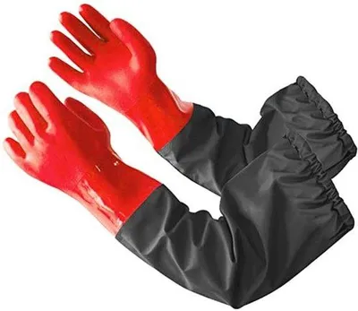Produktbild von Wasserdichte Lange Gummihandschoenen für Teichreinigung - Schwarz