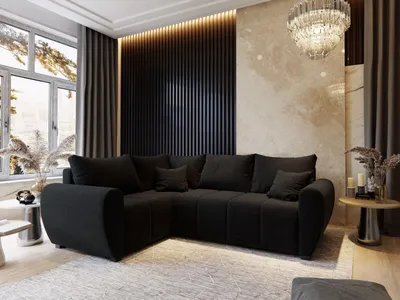 Produktbild von Masseno Ecksofa MADISON L L-S mit Schlaffunktion L-Form, Sofa mit Bettkasten, Wohnzimmersofa, Couch, Soffa, Bettsofa, Couchgarnitur- Schwarz, SAWANA 14