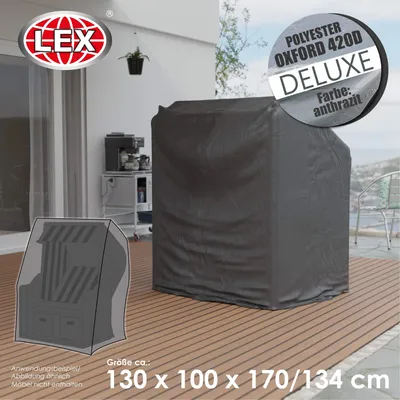 Produktbild von LEX Schutzhülle Deluxe für Strandkörbe, 130 x 100 x 170/134 cm, Tragetasche