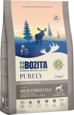 Produktbild von Bozita - Trockenfutter Hund - Purely Puppy & Junior Large mit Elch getreidefrei 1 VE (3 x 2,5 kg)