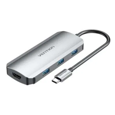 Zdjęcie produktu dla Stacja dokujca Vention 5 w 1 USB-C do HDMI / USB 3.0 x 3 / PD 0,15 m szare aluminium