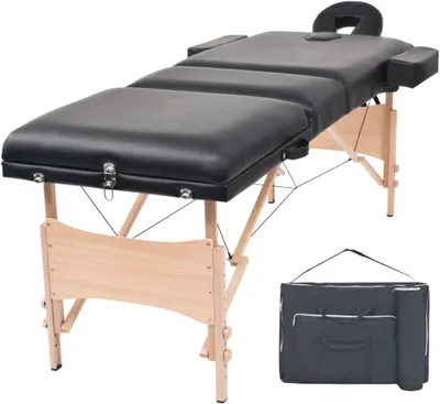 Immagine prodotto di Tavolo da massaggio pieghevole - Lettino da massaggio a 3 sezioni - Per trattamenti professionali - Regolabile in altezza - 21,2 kg - Nero