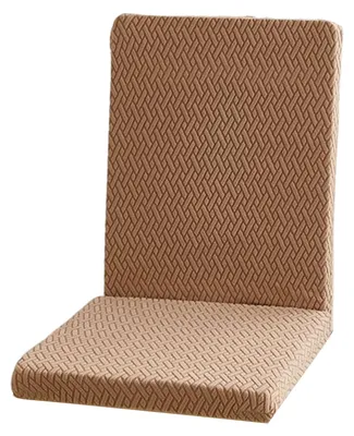 Produktbild von Stuhlhusse aus dehnbarem Jacquard-Gewebe mit abnehmbarem und waschbarem Sitzkissen – ideal für Esszimmer und Restaurants.