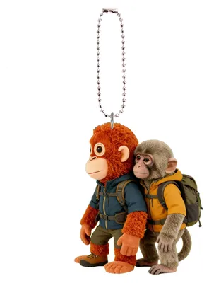 Produktbild von Affen-Schlüsselanhänger, niedlicher Baby-Affe aus Acryl, 2D-Affe mit Plüschtier, Anhänger zum Aufhängen an Rucksack, Handtasche und Autoschlüssel