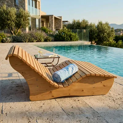 Produktbild von Holzliege Waldsofa Wellenliege Relaxliege "Sigi" Gartenliege Massivholz Fichte gerade 140cm Himmelsliege