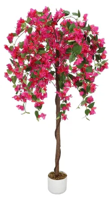 Immagine prodotto di Albero di bougainvillea artificiale - Pianta artificiale in vaso, ideale per interni ed esterni, altezza 150 cm, fiori rosa, realizzata in poliestere