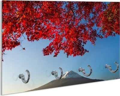 Produktbild von Wallario Handtuchhalter aus Glas, Motiv: Vulkanpanorama im Herbst, 30 x 20 cm mit 4 Haken
