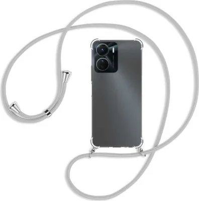 Produktbild von Handykette Backcover-Schutzhülle mit Band (Metall silberfarben) für vivo Y16 4G (6.51'') - silbergrau