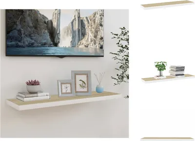 Produktbild von vidaXL Schweberegal Eichenoptik und Weiß 90x23,5x3,8 cm MDF -  Wandregale