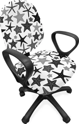 Produktbild von ABAKUHAUS Dunkelgrau Bürostuhl Schonbezug, Monochrome Seestern, dekorative Schutzhülle aus Stretchgewebe, Schwarz, Grau, Weiß