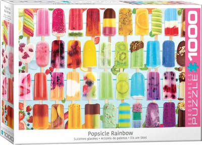 Produktbild von 1000 Teile Puzzle - Puzzle - Eis am Stiel Regenbogen + Puzzle Alu Rahmen für 1000er