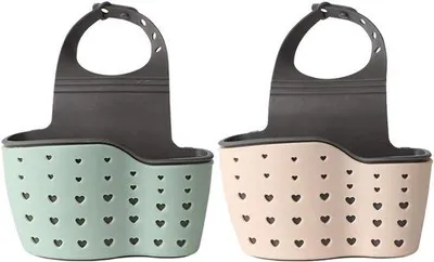 Produktbild von Famanu Spülbeckenorganizer Set von 2 - Abtropfgestell und Halter für Schwämme - Seife und Bürsten - hält die Arbeitsplatte ordentlich und lässt