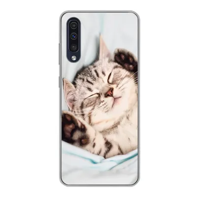 Produktbild von MuchoWow® Handyhülle Schutzhülle Hülle für Samsung Galaxy A30s Kätzchen - Bett - Pfoten - Mädchen - Kinder - Kinder - Kind Silikon Softcase Handy Hülle - Karteninhaber