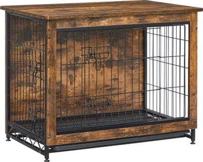 Produktbild von Feandrea Hundekäfig, Hundebox, mit herausnehmbarem Tablett, 2 Türen, für Hunde bis zu 20 kg, Vintagebraun