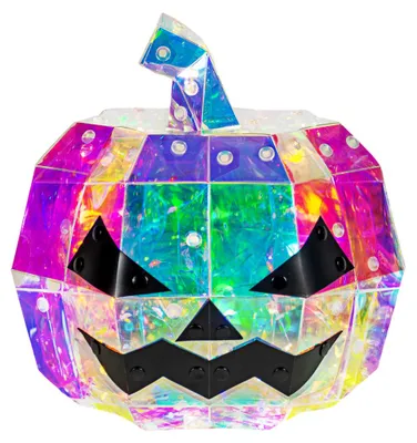 Produktbild von Halloween LED Kürbis Holographic Groß – Leuchtender Deko Kürbis Farbwechsel Twinkle – 30cm – Erwachsene – Fasching Karneval Mottoparty