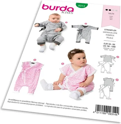 Obrázok produktu pre Strih Burda 9314 - Detské zavinovacie bodýčko