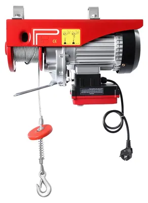 Immagine prodotto di Verricello elettrico - Motore da 1200 W - Capacità di sollevamento 300/600 kg - Fune d'acciaio - Telecomando - Fune singola/doppia - Spina UE