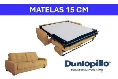 Produktbild von DUNLOPILLO SOA Convertible Sofa Bed 2/3-Sitzer Ocker – Express-System, 15 cm Dunlopillo Matratze, Texturiertes Gaufre-Gewebe