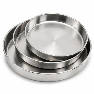 Produktbild von 3er Set Edelstahl Backbleche Ø 28/32/36 cm – Rund für Börek, Pizza & Kuchen