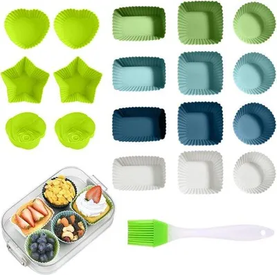 Image de Moules à pâtisserie en silicone, lot de 18, moules à muffins réutilisables, 6 moules