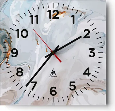 Produktbild von Wanduhr - Quadrat - Glasuhr - Abstraktion modern - 40x40cm - Schleichendes Uhrwerk - Lautlos - zum Aufhängen bereit - Dekoration Modern - Wanddekoration aus Glas - C4AC40x40-4052