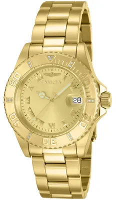 Produktbild von Invicta Pro Diver 12820 Damenuhr - Quarzwerk - Edelstahl mit goldenem Zifferblatt - 40 mm