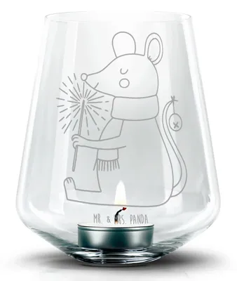 Produktbild von Mr. & Mrs. Panda Laterne Maus Weihnachten - Transparent - Geschenk, Weihnachtsgruß, Frohe, Weihnachtsmotiv, glas kerzenhalter, Stumpenkerzenhalter, Windlicht, Mäuschen