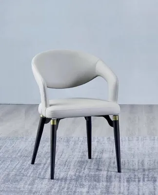Produktbild von Weißer Esszimmer Lederstuhl Stilvoller Einsitzer Modernes Holzgestell